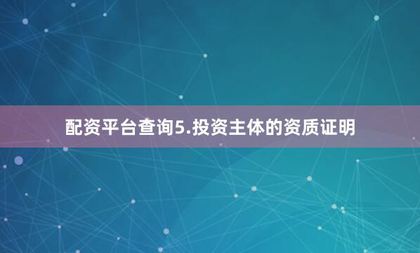 配资平台查询5.投资主体的资质证明