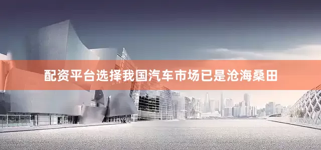 配资平台选择我国汽车市场已是沧海桑田